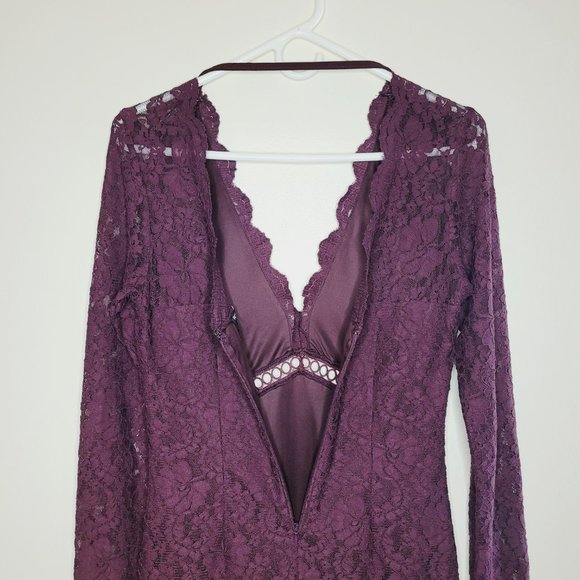 Express Dress Eyelet Lace Women's Small Purple V-Neckline Dark Romantic Vampy - Picture 3 of 15